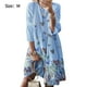 thumbnail image 3 of Qarigey Vestido Midi de manga larga estampado cuello gran columpio cintura alta ropa de mujer Vestidos Cielo azul METRO, 3 of 8