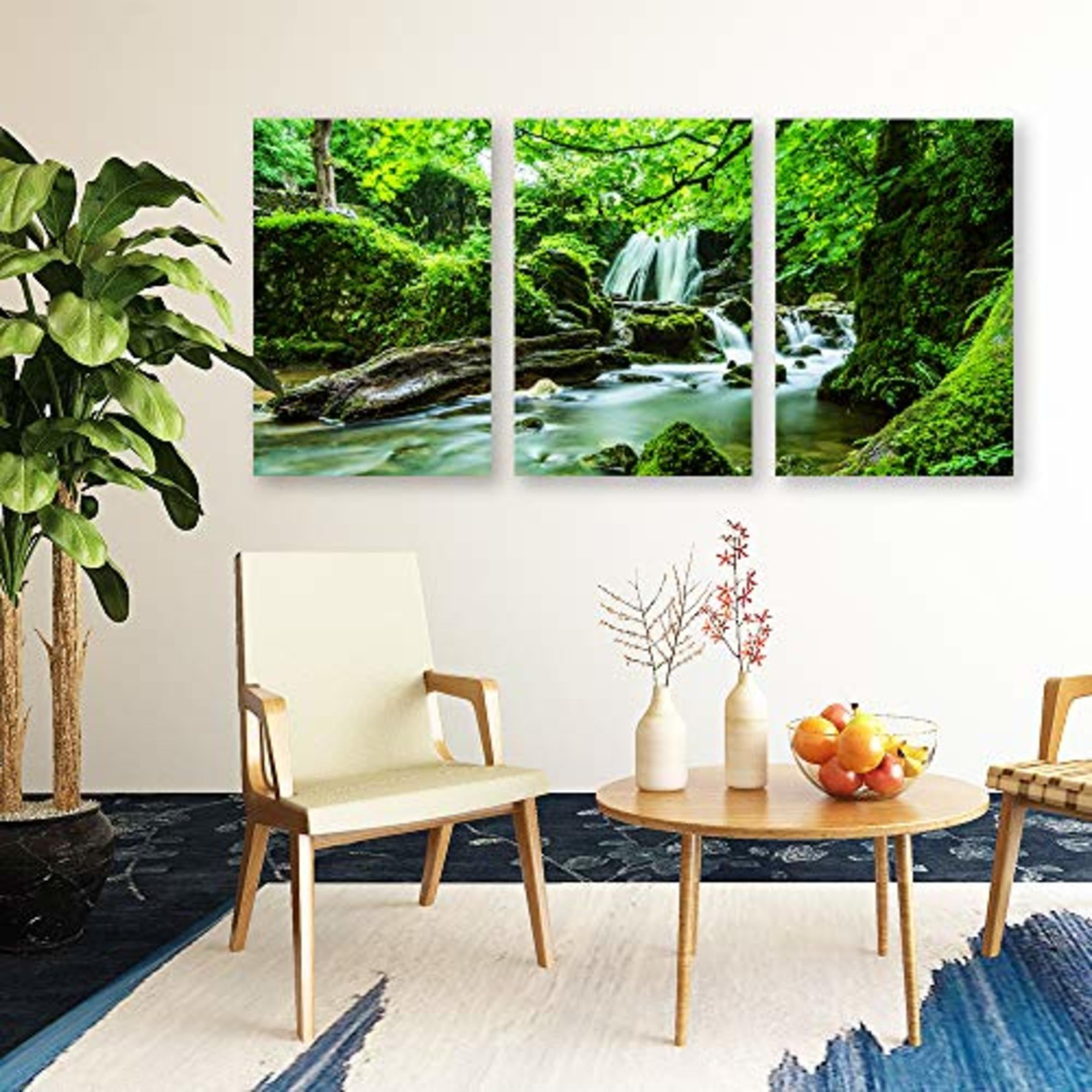 IDEA4WALL Piece Nature Canvas Wall Art Waterfall in Forest Canvas Prints  Modern Home Wall Decor, 24