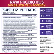 Probiotics for Women 100 Billion CFU with Prebiotics, Digestive Enzymes, UT Protection, Women's Probiotic for Adults, Shelf Stable Probiotic Supplement, 30 Capsules