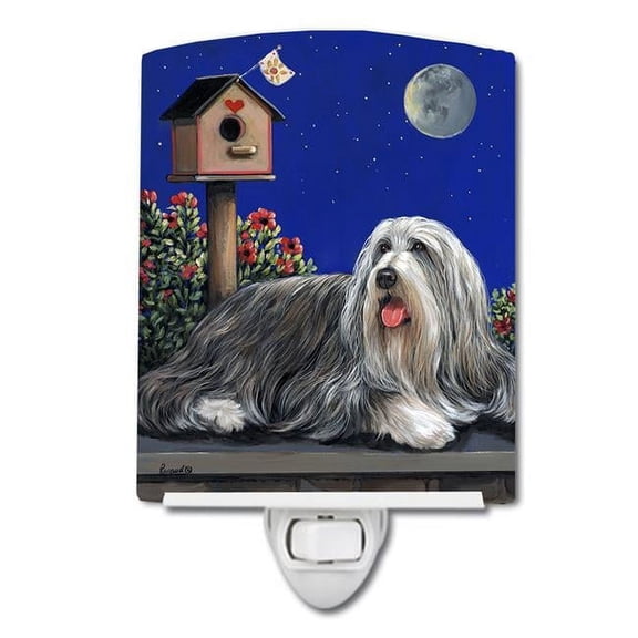 6 x 4 in. Bearded Collie Moon Shine Ceramic Night Light