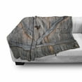 thumbnail image 3 of Rustic Soft Flannel Fleece Throw Blanket, Old Wooden Garage Door American Native Country Farm Style Artwork Image, Cozy Plush for Indoor and Outdoor Use, 60" x 80", Pale Brown and Grey, by Ambesonne, 3 of 6