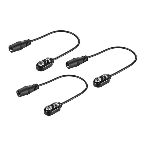 3pcs 9V Battery Clip Converter Snap Connector 2.1mm * 5.5mm Female Plug for Guitar Effect One Power Supply