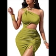 thumbnail image 2 of Vestido Sin Mangas con Abertura en el Hombro, Color Verde S, 2 of 9