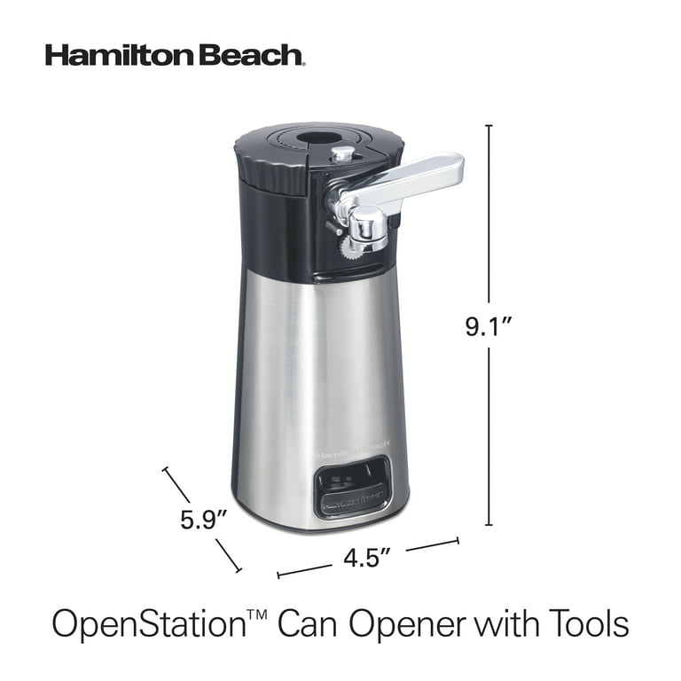 Hamilton Beach OpenStation Electric Automatic Can Opener for Kitchen with  Multi Tool and 2 Jar Openers, Auto Shutoff, Cord Storage, and Sure Cut