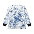 thumbnail image 4 of Xoenoiee Robin Flower Print Girls Oversized Crewneck Sweatshirt Y2k Long Sleeve Side Slit Pullover Drop Shoulder Sweatshirt for Teen Girl, 13-14 Years, 4 of 7