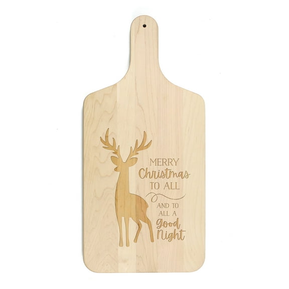 Creative Products Merry Christmas Deer 8 x 17 Maple Paddle Cutting Board