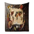 thumbnail image 1 of Spice Soft Flannel Fleece Blanket, Mapping Illustration Formed with Different Kinds of Ingredients on a Wooden Backdrop, Cozy Plush for Indoor and Outdoor Use, 70" x 90", Multicolor, by Ambesonne, 1 of 6