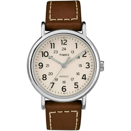 Timex Men's TW2R42400 Weekender 40 Brown/Cream Leather Strap Watch