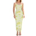 thumbnail image 2 of Women'S Floral Ruched Bodycon Midi Dress Mesh Fishtail Summer Wedding Guest Cocktail Going Out Dresses 2025 Yellow M, 2 of 9
