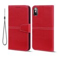 thumbnail image 1 of TECH CIRCLE Wallet Case for Apple iPhone X,iPhone XS 5.8 Inch,Full Protection PU Leather TPU Inner Magnetic Clasp Folio Flip RFID Blocking Card Slot Kickstand Phone Case with Wrist Strap,Red, 1 of 8