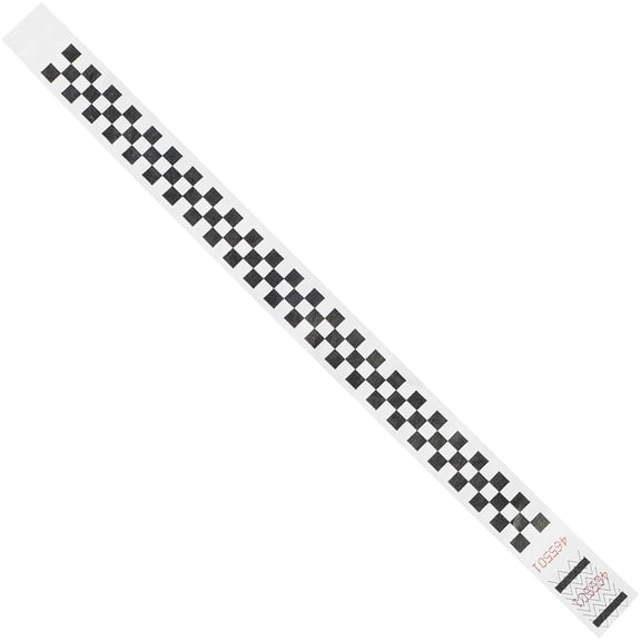 Tyvek Tyvek Wristbands, 3/4" x 10", Checkerboard, Black/White, PK500 WR103