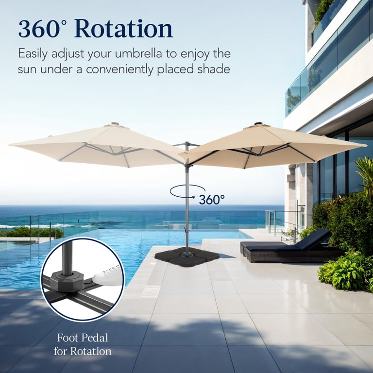 best patio umbrella stand for wind Choice Products 123lb Capacity Fillable Mobile Base Heavy Duty Market Patio, Deck, Poolside w/ 4 Wheels, 2 Locks, 2 Knobs, Wind-Resistant Design Enjoy maximum shade with our new 360 LED Cantilever Offset Umbrella Umbrella Stands Best Patio Umbrella