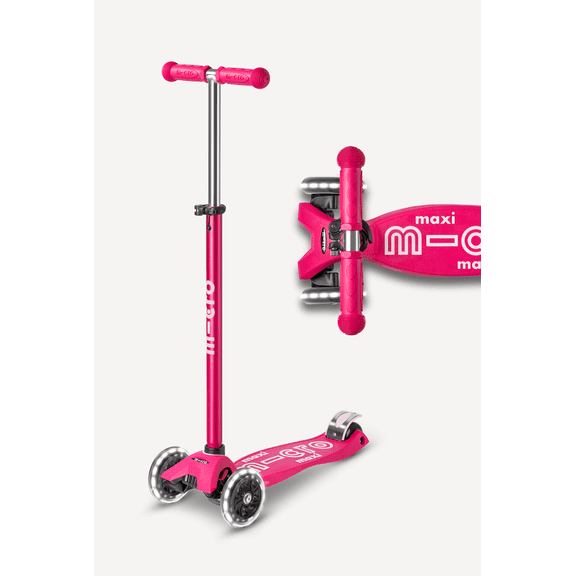 Micro Kickboard Maxi LED Kids Kick Scooter, 3-Wheel Light-Up Wheels, Adjustable, Ages 5-12