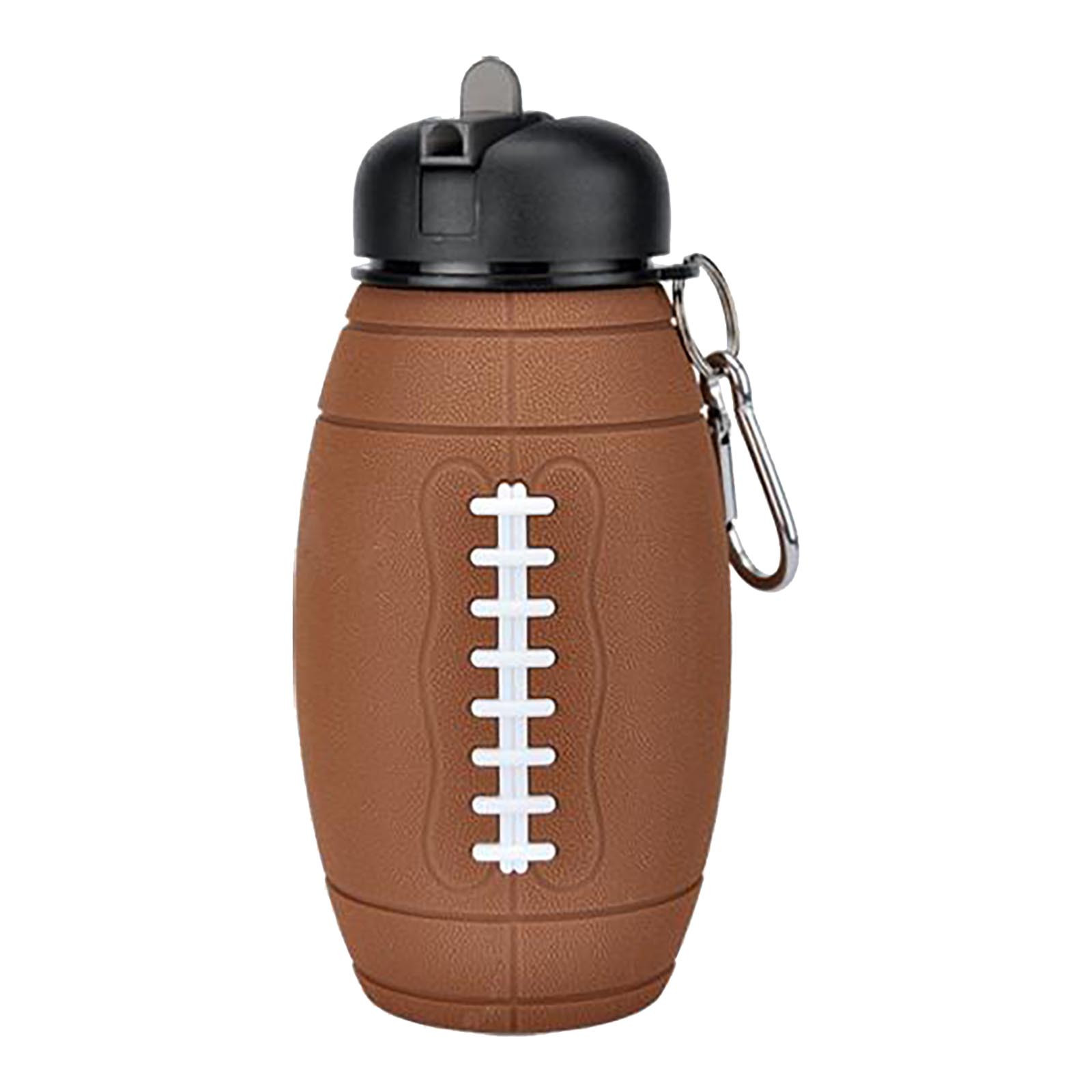 Foldable/Collapsible Silicone Football Water Bottle for Outdoor Sports
