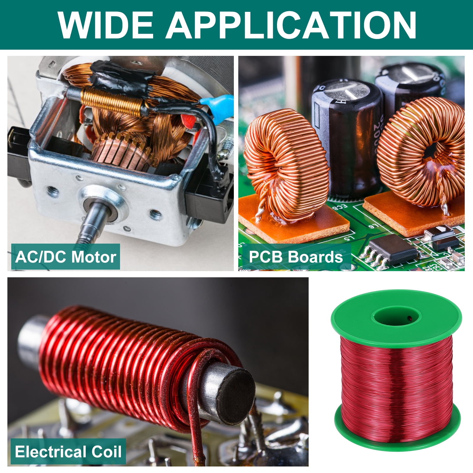 Uxcell 28 AWG Magnet Wire, 28 Gauge Enameled Copper Wire, 1 lb Magnetic Coil Wire for Transformer, Motor, Electric, 155C(311F)