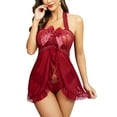 thumbnail image 3 of Avidlove Womens Lingerie Lace Open Front Sleepwear Halter Nighty Chemsie, 3 of 4