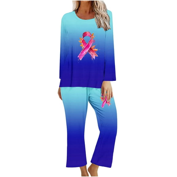 Wancir Pajamas Set for Women Long Sleeve Crew Neck Comfy Pjs Lounge Sets With Pockets