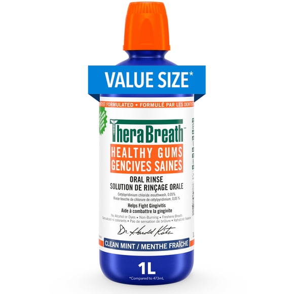 TheraBreath Healthy Gums Mouthwash, Daily Mouthwash for Oral Hygiene & Gum Protection, Helps Fight Gingivitis, Clean Mint