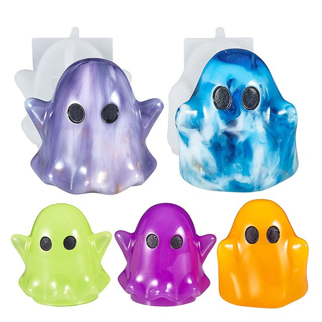 2 moldes de resina fantasma, moldes de silicona de fantasma de Halloween para bricolaje, resina epoxi, moldes de resina de silicona para decoración de mesa, decoración de manualidades, decoración de JAMW Sencillez