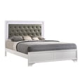 thumbnail image 2 of Transitional Style Frost Finish 5pc King Size Bedroom Set Bed Dresser Mirror Nightstand White LED Light Upholstery Headboard, 2 of 5