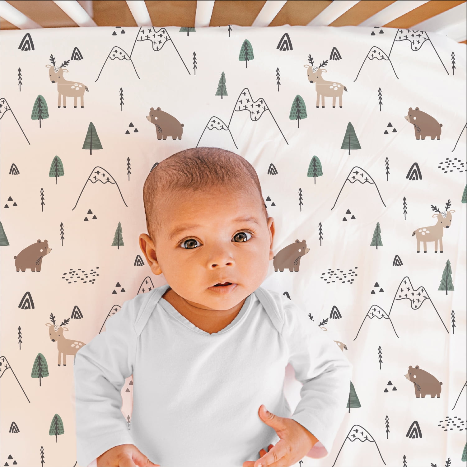 The Peanutshell Woodland Camo Crib Bedding Set for Baby Boys 3 Piece Nursery Bed Set Crib Comforter Fitted Sheet Crib Skirt