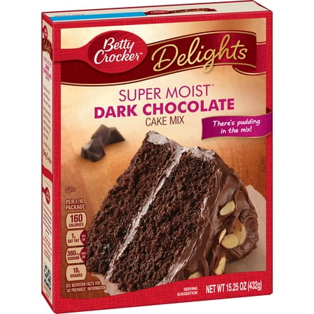 (4 Pack) Betty Crocker Super Moist Dark Chocolate Cake Mix, 15.25