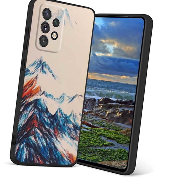 Compatible with Samsung Galaxy A52 5G Phone Case, mountain-tree-painting-189 Case Men Women, Flexible Silicone Shockproof Case for Samsung Galaxy A52 5G
