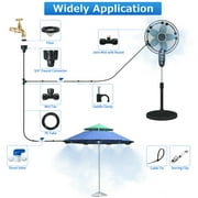 BSHAPPLUS Misting Cooling System,50Ft Misting Line,Misters System for Outdoor Patio Garden Greenhouse Pasture with 12 T-Joints & Brass Nozzles & Adapter Convert