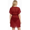 thumbnail image 2 of HAPPY BAY Women's Beachwear Summer Swim Beach Cover ups for Swimwear Bikini Sheer Chiffon Cover up V Neck Dress Bathing Suit Swimsuit Coverups for Women 2X-3X Solid Plain Maroon, 2 of 4