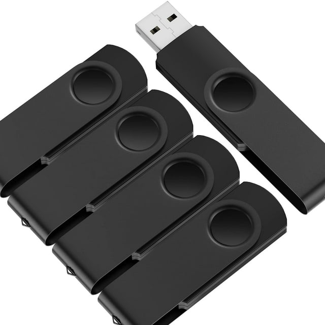 2GB Thumb Drive Bulk Pack of 5 USB 2.0 Flash Drives Value Black Pendrive 2 GB Portable Keychain