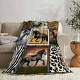 thumbnail image 5 of Horse Blanket Soft Warm Running Horse Prints Throw Blanket for Women Girl Fluffy Plush Lightweight Cozy Horse Fleece Flannel Gift Blankets for Adults Kids Bedding Couch Sofa 80"X60", 5 of 6