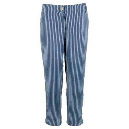 Women's Fresco Stripe Indigo Crop Pants Medium