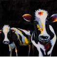 thumbnail image 2 of Atelier B Art Studio 15x15 Black Ornate Wood Framed with Double Matting Museum Art Print Titled - TWO FUNNY COWS, 2 of 4