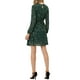 thumbnail image 3 of Vestido de fiesta de mujer Inspire Chic con escote en V, mangas largas, corte acampanado, color verde con flores, 3 of 6
