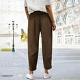 thumbnail image 3 of Womens Corduroy Pants Drawstring Elastic Waist Loose Comfy Wide Leg Sweatpant Dressy Casual Work Cargo Trouser Brown Medium, 3 of 5