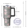 thumbnail image 2 of 40oz Pioneer Flower Floral Print Pattern Insulated Tumbler with Handle, BPA-Free Leak Proof Lid and Straws, Double Wall Vacuum, Hot 12h/Cold 34h, 2 of 6