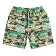 thumbnail image 3 of Uemuo Colorful Hawaii Palms Pattern Men's Swim Trunks Hawaiian Beach Bathing Suit Swimsuits Beach Quick-Dry Shorts with Pockets-Medium, 3 of 9