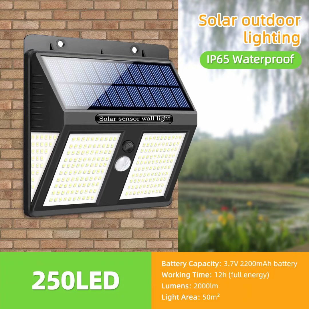 4x48LED Solar Powered PIR Motion Sensor Wall Security Light Garden Lamp Outdoor 