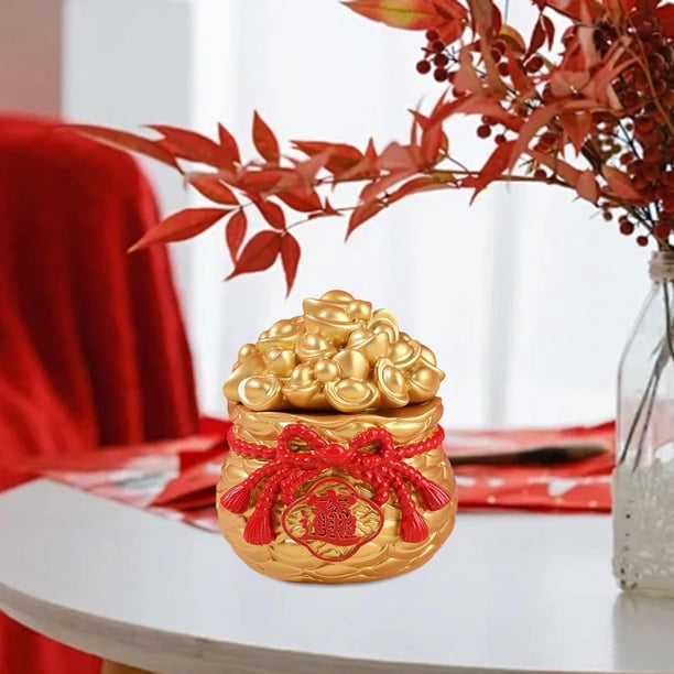 Bolsa de bendición para decoración de año Nuevo chino, decoración de Feng Shui, manualidades divertidas y multiusos, decoración de mesa decorativa 11 cm x 11 cm x 15 cm