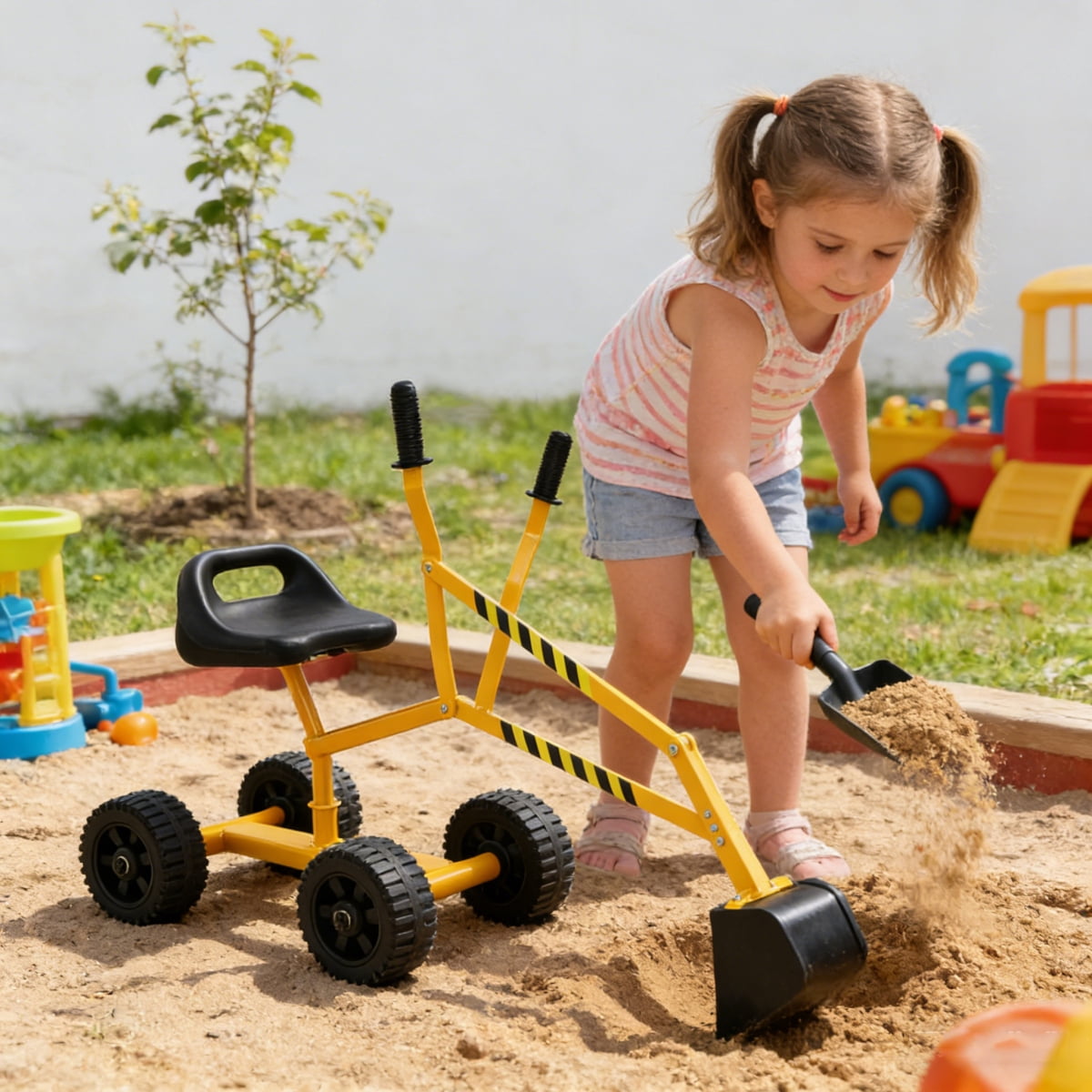 Children's metal trolley, Load-bearing capacity: 33LBS,children's heavy vehicle, metal structure two-wheeled trolley, steel pallet, can be used in gardens, loading leaves, soil, sand, etc. (red)