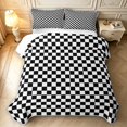 thumbnail image 2 of Manfei Vintage Grid Twin Quilt Set,Modern Checkered Twin Coverlet Set,Black White,2 Pieces,1 Bedspread and 1 Pillowcase, 2 of 7