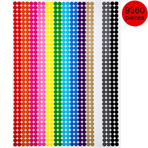 2374 Pieces, Assorted Sizes Boao Colored Round Dot Stickers Circle Dot Labels Neon Colors Labels 