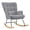 Teddy-Gray-No footrest, variant on Furniliving Rocking Chair, Upholstered Nursery Rocking Chair with Footrest, High Backrest, Thick Cushion Glider Rocker Accent Chair, Comfy Armchair for Living Room, Bedroom, Nursery, White