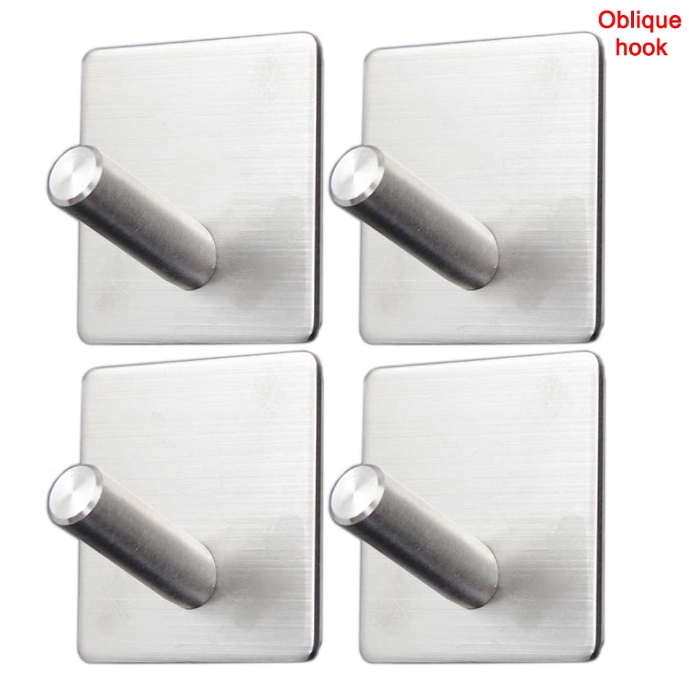 4pcs Adhesive Wall Hooks Heavy Duty Command Hooks with Stainless Steel Stick Bathroom Kitchen Office New Walmart