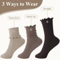 thumbnail image 5 of 6 Pairs Cute Floral Ruffle Crew Socks Women, Breathable Cotton Novelty Casual Girls Above Ankle Funny Socks, 5 of 7