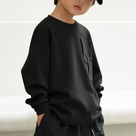 Boys Crewneck Sweatshirt Loose Soft T-Shirts Girls Casual Long Sleeve Oversized Tee Tops for Kids 2-13 Years