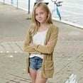 thumbnail image 6 of UQJfacai Girls Cardigan Corduroy Open Front Long Sleeve Oversized Sweaters Spring Fall Kids Casual Outerwear with Pockets 5-14 Years, 6 of 8