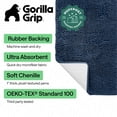 thumbnail image 3 of GORILLA GRIP Chenille Bath Rug 36x24, Rubber Back Quick Dry Washable Microfiber Bathroom Mats, Navy Blue, 3 of 10