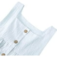 thumbnail image 3 of Toddler Girl Cotton Linen Dress Sleeveless Button Summer Beach Sundress, 3 of 7