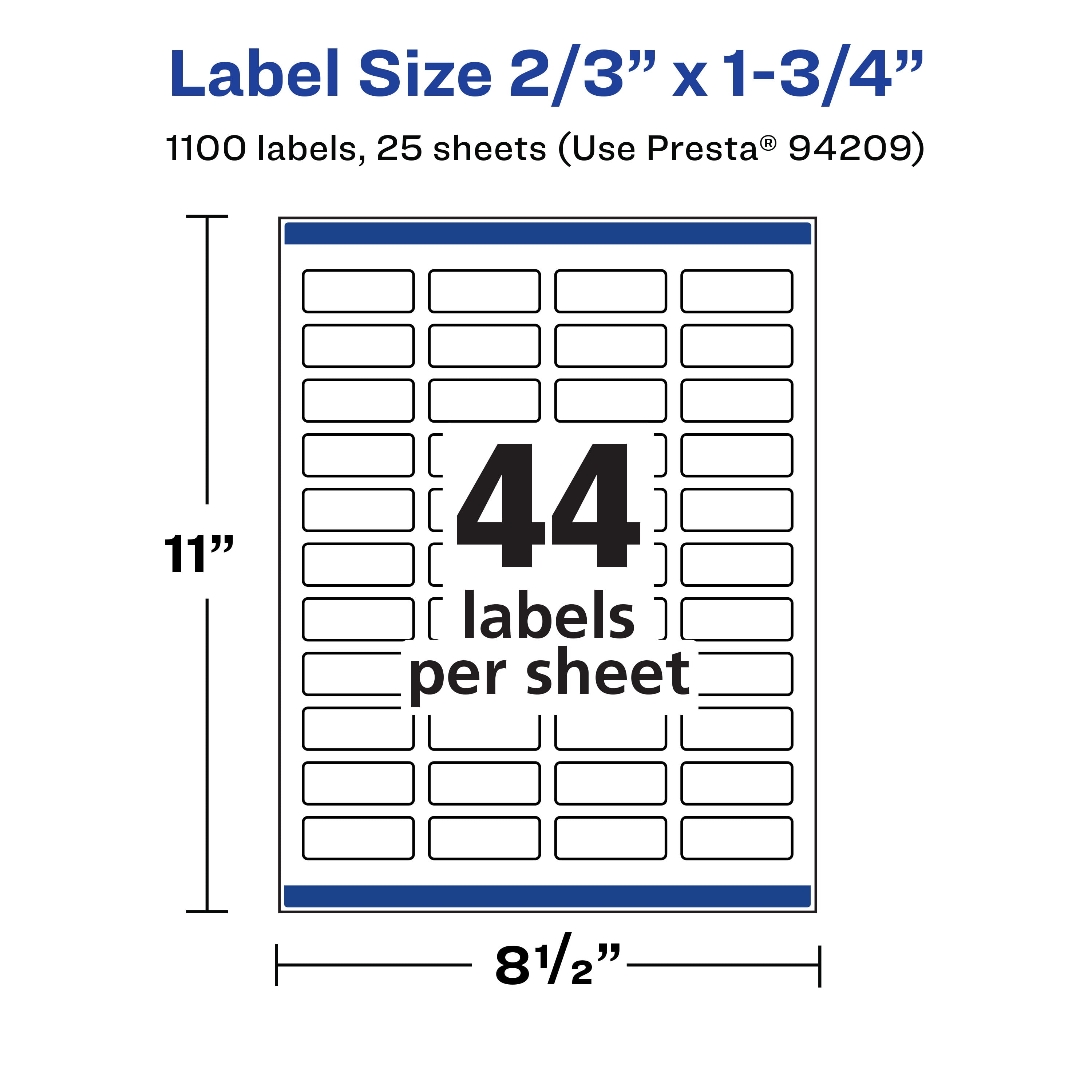 Avery 2/3" x 1-3/4" Waterproof Rectangle Labels, 1,100 Labels